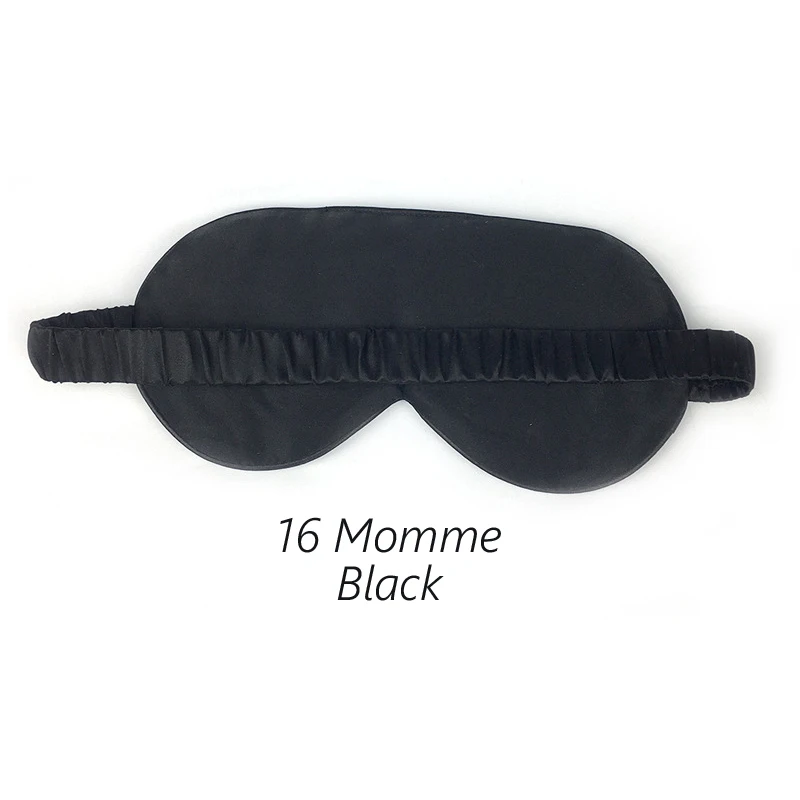 16 Momme Black Натуральный шелк тутового шелкопряда маска для век для сна мягкая гладкая прочная наполненная шелковой ватой для хорошего сна оснастка путешествия - Цвет: 16 Momme Black