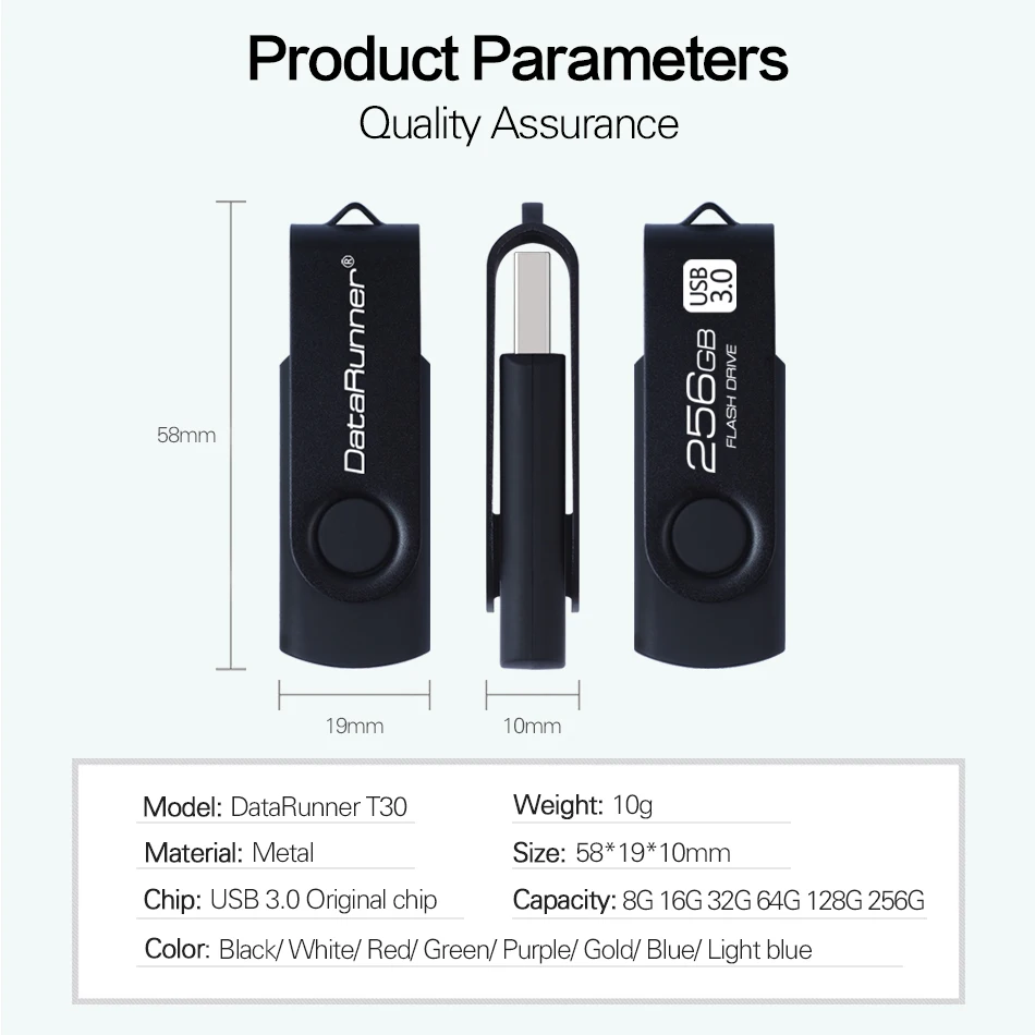 DataRunner Usb 3 0 USB флеш накопитель металлическая ручка 8 ГБ 16 32 64 128 256 вращающаяся