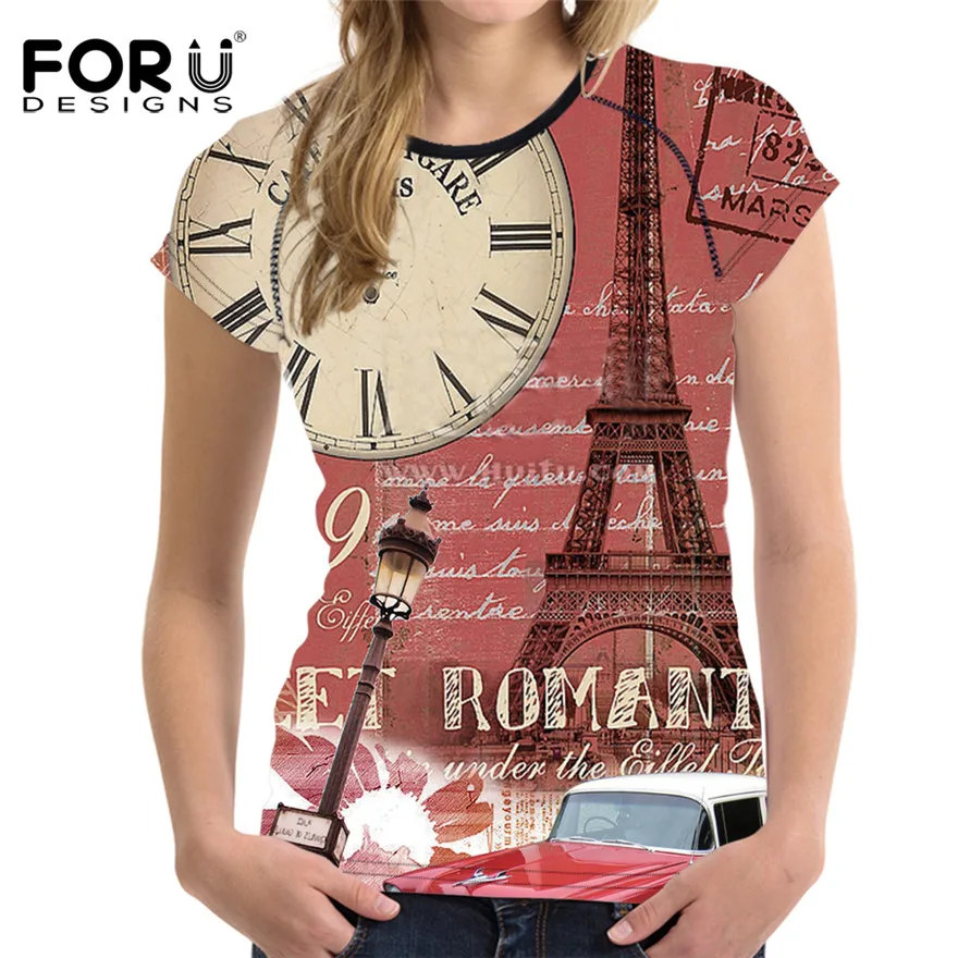 Модные футболки FORUDESIGNS с 3D рисунком пейзажа Женская Повседневная футболка для