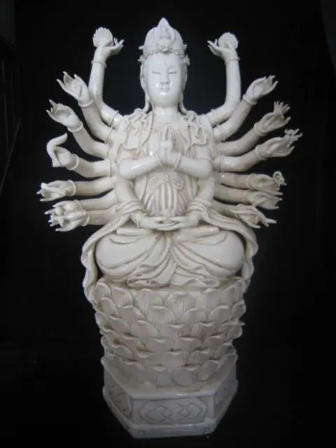 Огромный Дэхуа Фарфор 1000 дуга Авалокитешвара Кван инь Статуя Будды Гуаньинь|statues