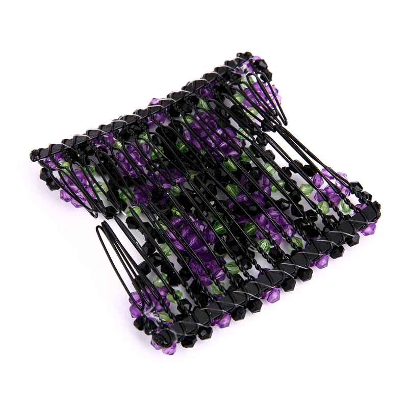 Женская эластичная расческа для волос с бусинами, двойная горка, волшебные, легко тянущиеся заколки для волос, гребешки-заколки, Женский инструмент для изготовления причесок