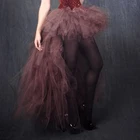 Женская длинная юбка, коричневая Асимметричная юбка из тюля в стиле стимпанк