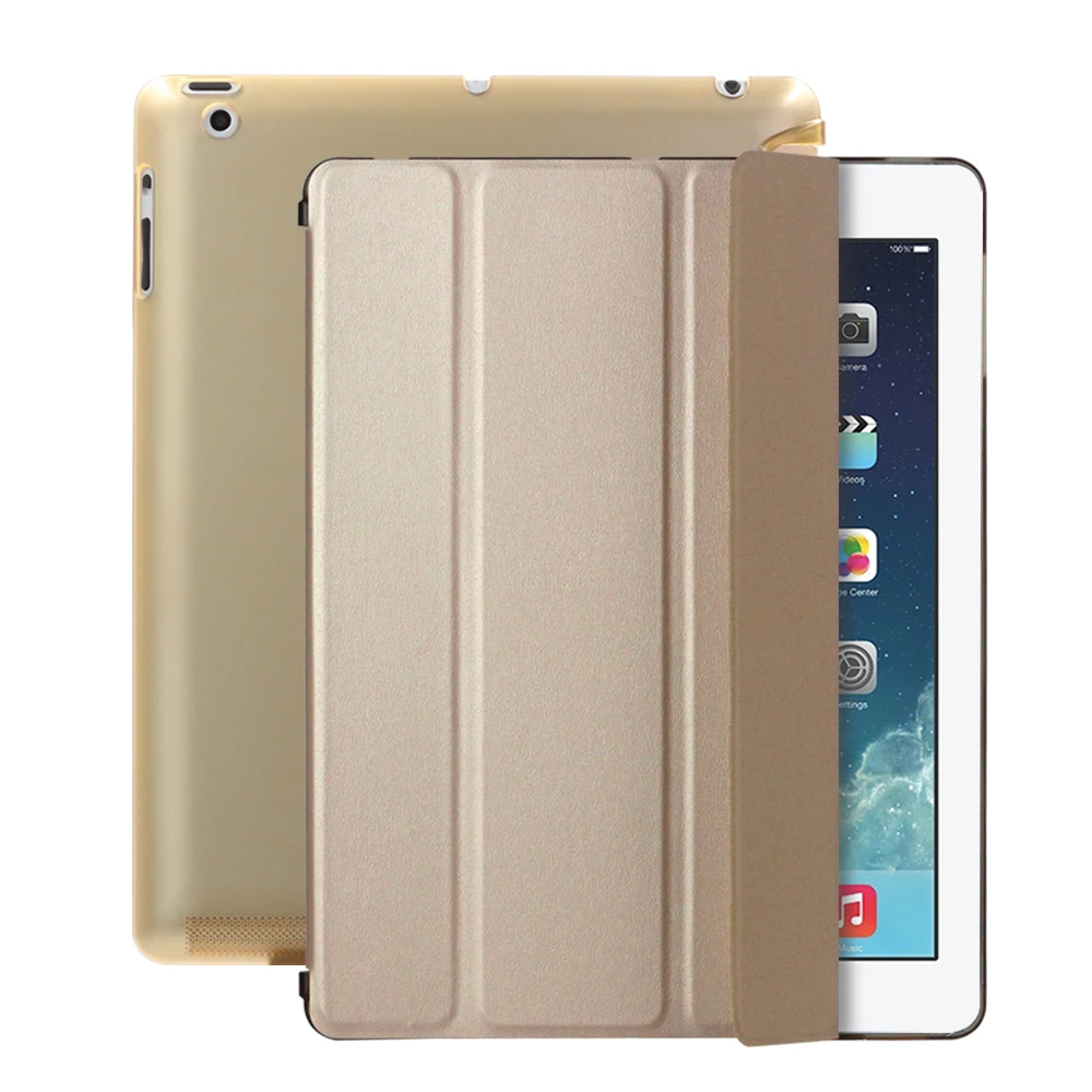 GOOJODOQ для iPad 2/3/4 чехол из искусственной кожи с прозрачный жесткий накладка ПК