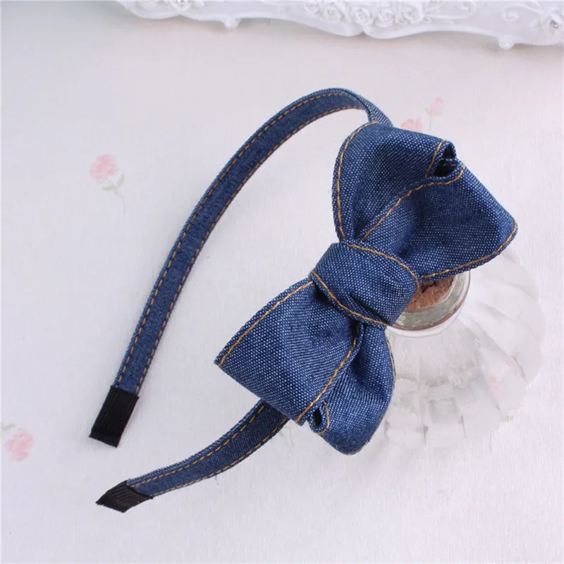 1 шт. Женская повязка на голову для девочек джинсовая с бантом модные детские