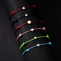 make a wish crown five stars cross heart woven paper card bracelet adjustable lucky red string bracelets femme jewelry