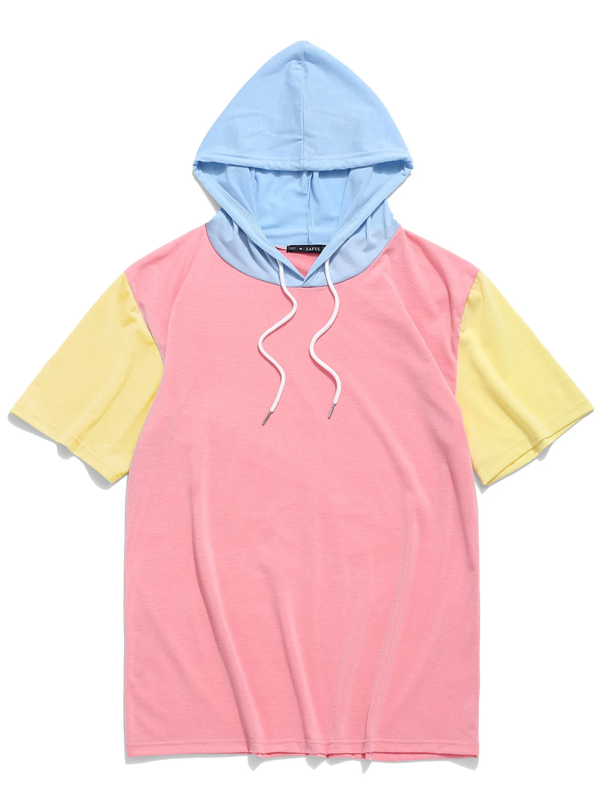 ZAFUL New Summer Color Block Splicing Hooded Men'S T-Shirt Fashion T Shirt Men Top Male Summer Short Sleeve Own Sex Kpop Hoodies