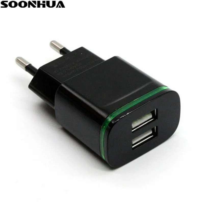 Сетевое зарядное устройство SOONHUA с 2 USB портами 5 В А со светодиодной