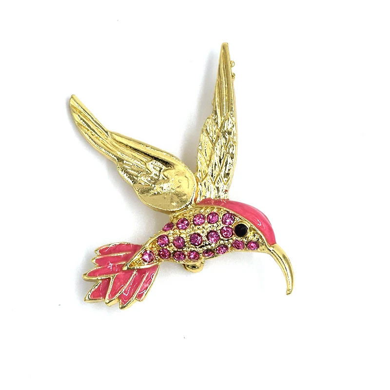 

Rose Rhinestone Enamel HummingBird Pin brooches C099 J2