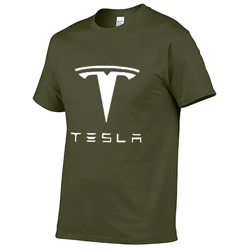 Мужская футболка с коротким рукавом и логотипом Tesla Car, летняя повседневная мужская однотонная хлопковая футболка, модная мужская одежда в стиле хип-хоп Harajuku