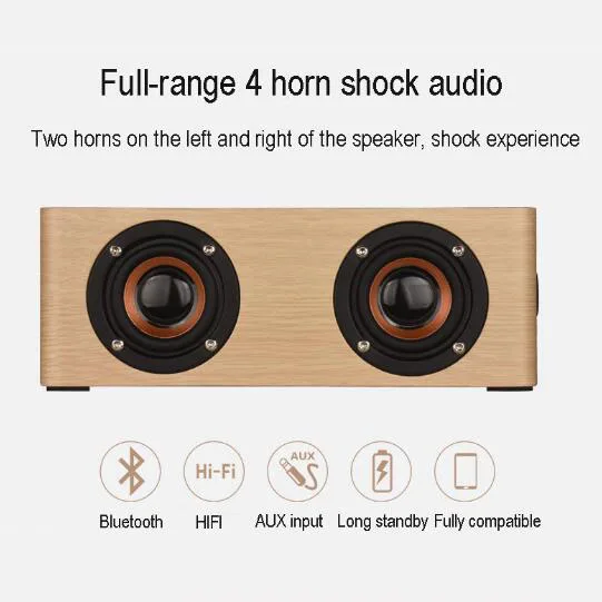 Hi-Fi Многофункциональный Bluetooth 4 2 деревянный Динамик сабвуфер Поддержка AUX TF карты