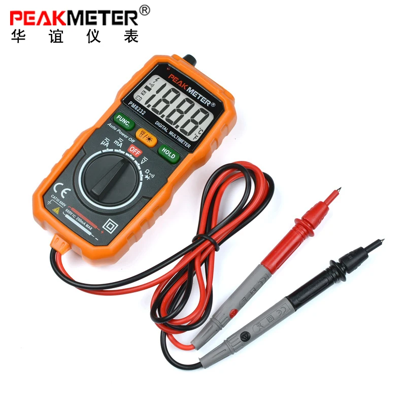 Цифровой мини мультиметр PEAKMETER PM8232 тестер напряжения постоянного и переменного