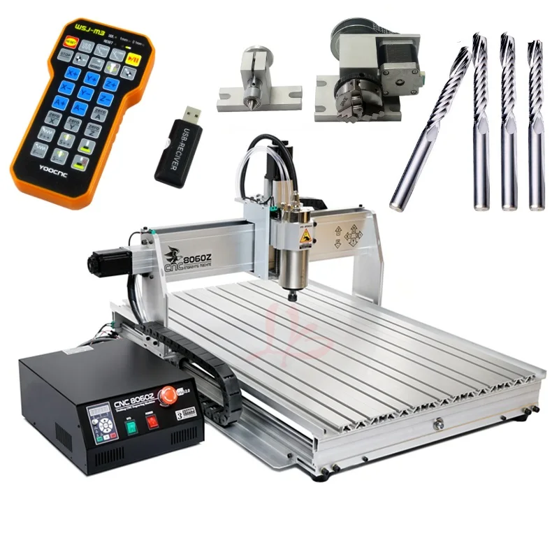 4 оси YOOCNC 8060Z гравировальный станок с ЧПУ 1500 Вт большая рекламная металлическая