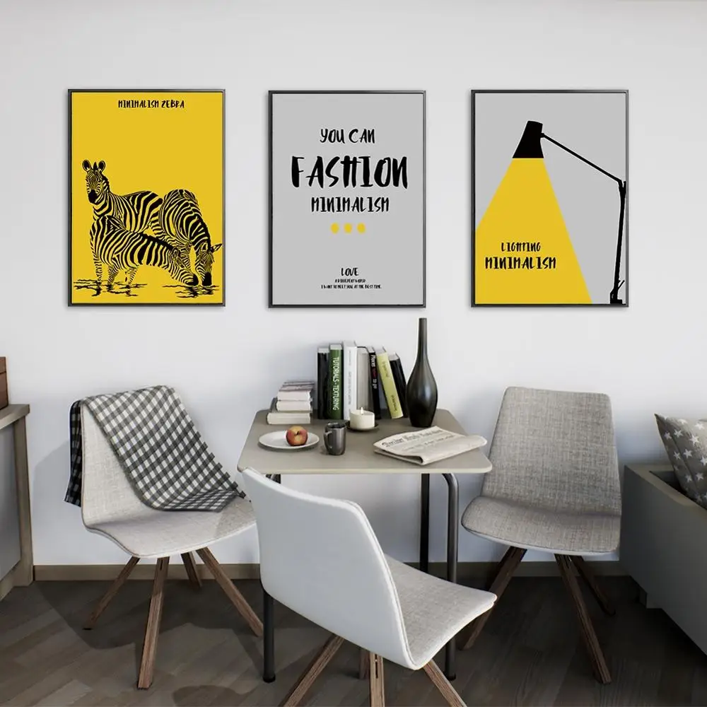 Скандинавский плакат желтый Зебра холст картина мультфильм любовник фотографии
