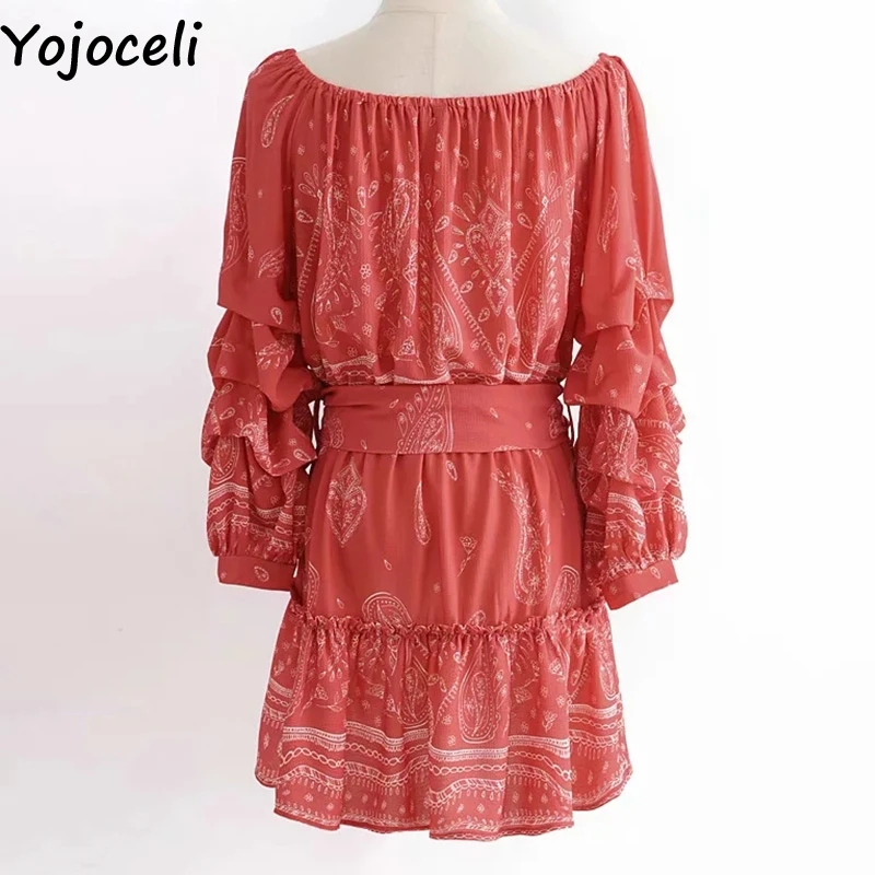 Женское пляжное платье Yojoceli короткое вечернее с открытыми плечами и бантом в