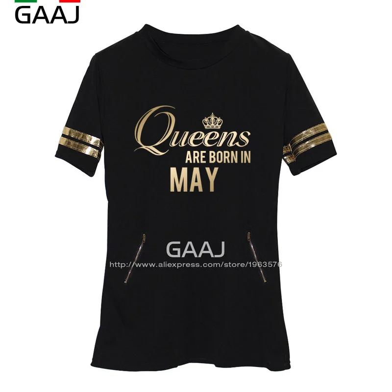 Женская футболка Queens Are Born In Febuary с золотым принтом и надписью большие размеры M