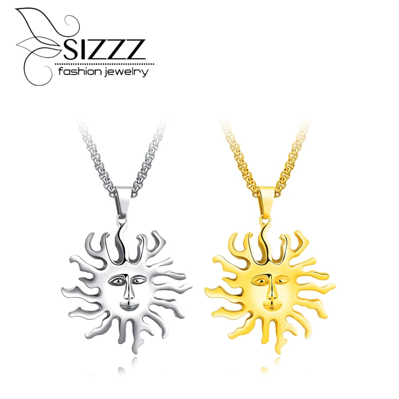 SIZZZ 2017 New European and American accessories wholesale retro titanium steel men's sun pendant | Украшения и аксессуары