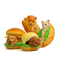 4pcslot kawai food hamburger corgi golden dog toys resin zakka bulldog corgi action figure collection model home decor ornament