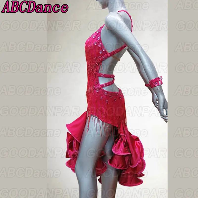 

latin dance dress women Red sexy irregularity dress for ballroom dancing tango dress customize