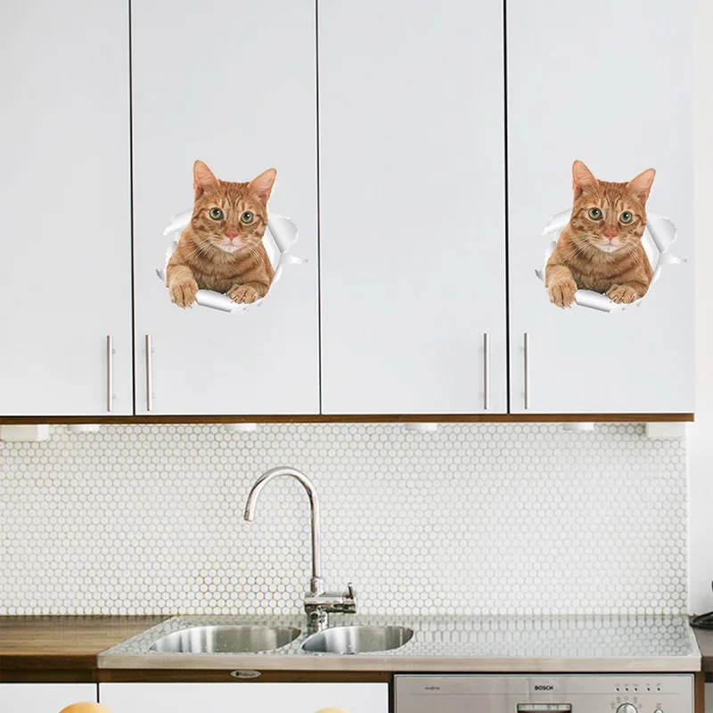 Hoomall кошка собака 3D настенные наклейки туалет Жилая наклейка для украшения