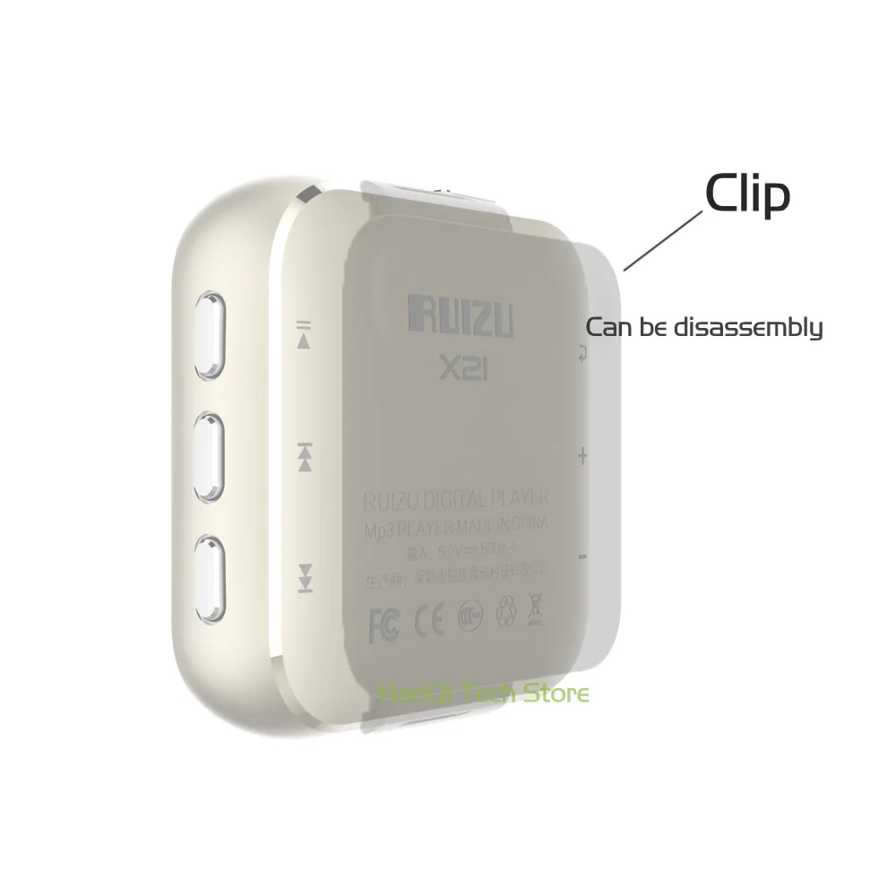 MP3 плеер RUIZU X21, металлический мини-клип, спортивный аудио MP3, высокое звучание, музыкальный плеер без потерь с fm-радио, диктофон