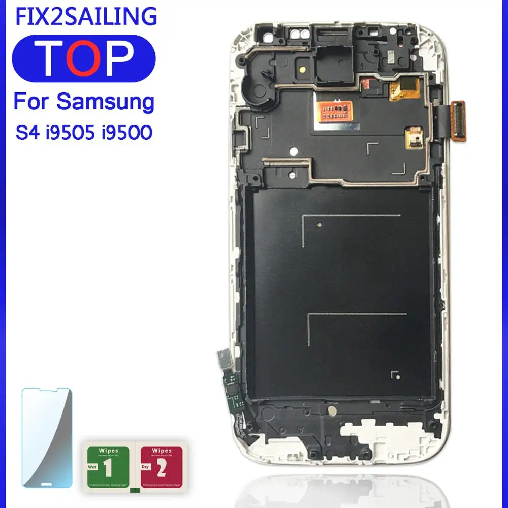 ЖК дисплей с рамкой для SAMSUNG Galaxy S4 дигитайзером сенсорного экрана i9500 i9505 i9506 i9515 i337