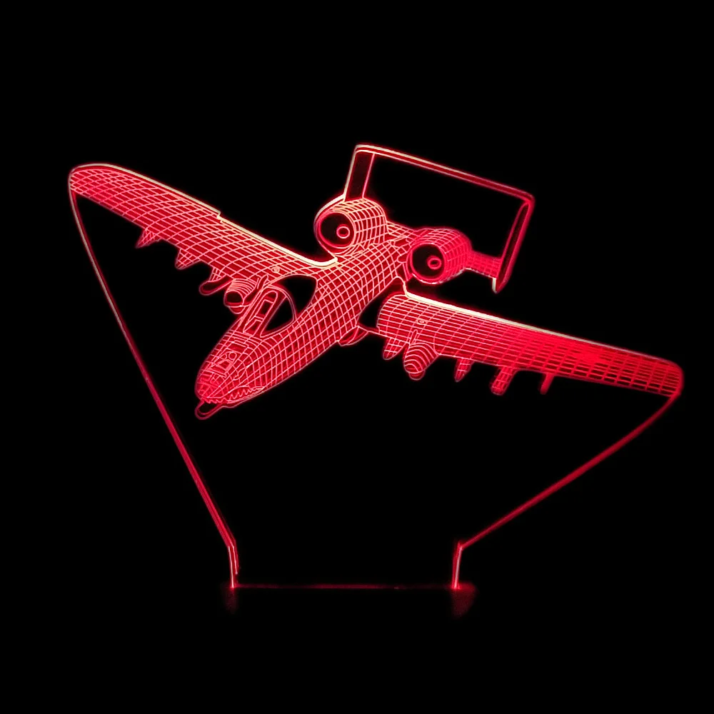 3D в форме самолета светодиодный Ночной светильник с сенсорным переключатель