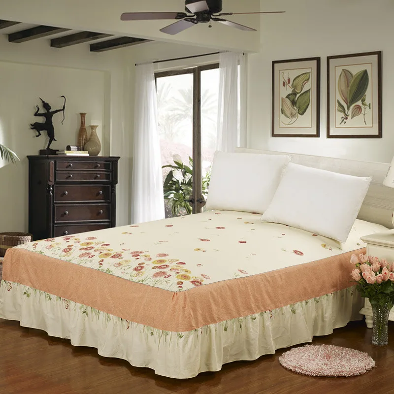 bedspread-18 1pc New Cotton Bespread Fashion Soft Comfortable Bed Skirt Non-slip Queen King Size Fitted Bed Sheet - Цвет: bedspread-18