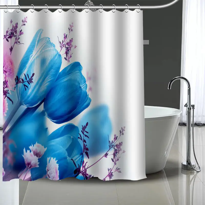Custom tulip flower Shower Curtain Polyester Bathroom Waterproof With Plastic Hooks More Size | Дом и сад