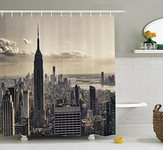 Очищать CHARMHOME Нью-Йорк Skyline черно-белая занавеска для душа на заказ водонепроницаемая ткань с рисунком полиэстер занавеска для ванной Декор для ванной комнаты - Цвет: Очищать