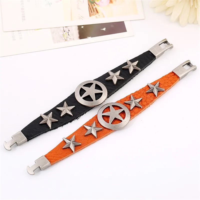 Fashion Punk Men Batch Buckle Leather Five-pointed Star Bracelets Bangles Bracelet Everyday Gifts For Male Female Jewelry |