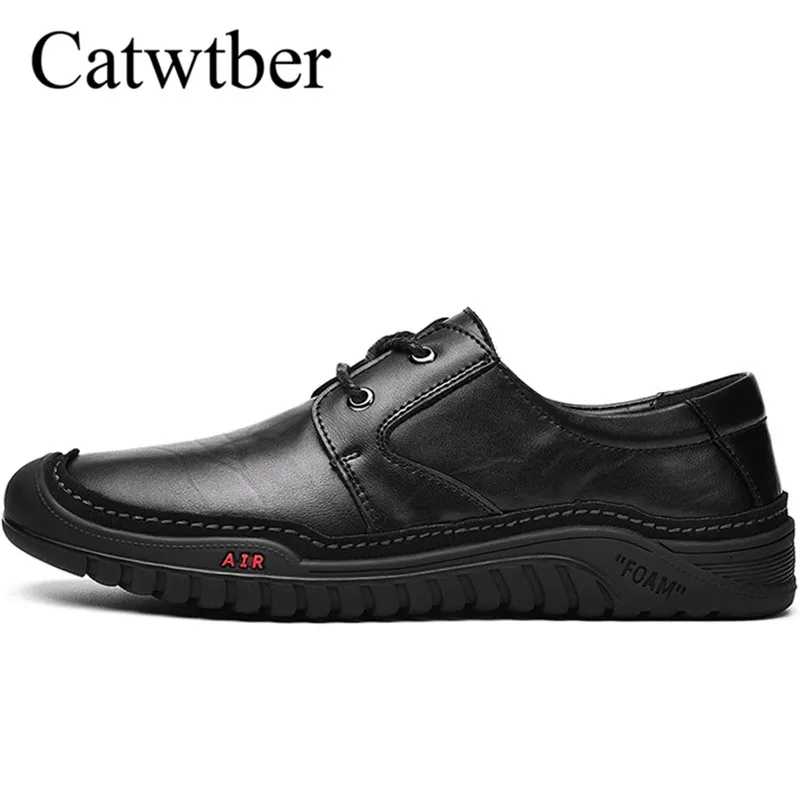 Catwtber Spring Autumn Quality Handmade Leather Casual Sneakers Men Shoes Male Walking Moccasins Comfortable Non Slip Footwear | Обувь