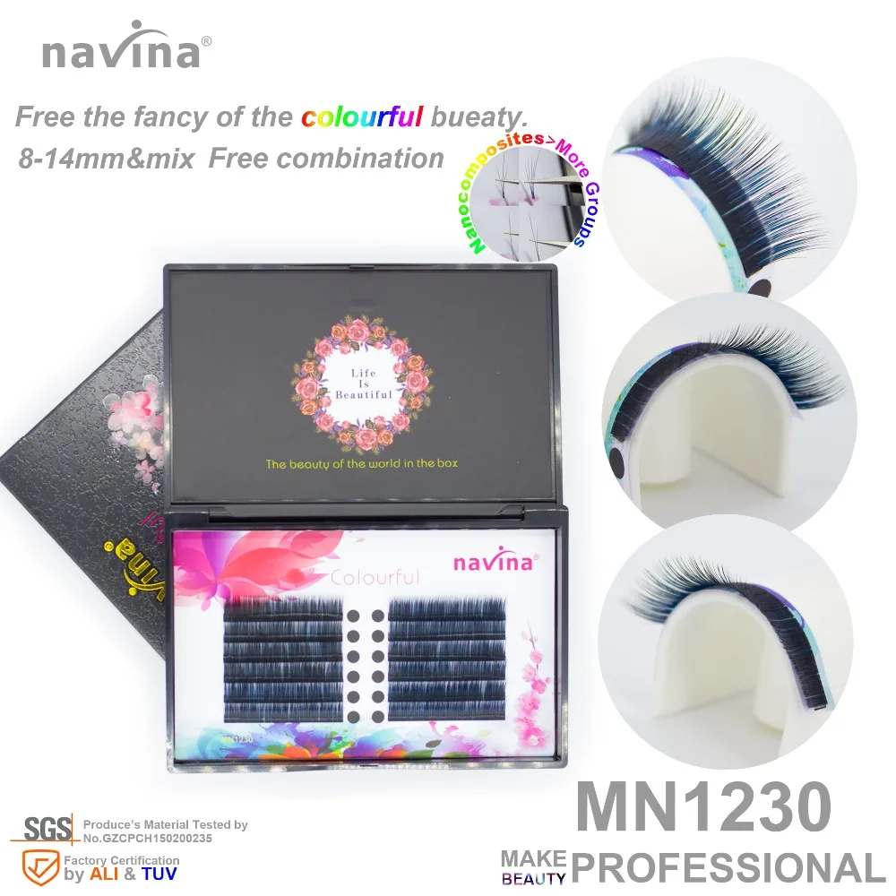 

navina Gradient color and free combination mink false eyelashes of makeup,Curl CD,Thickness 0.07mm,Length 8-14mm, easy work !