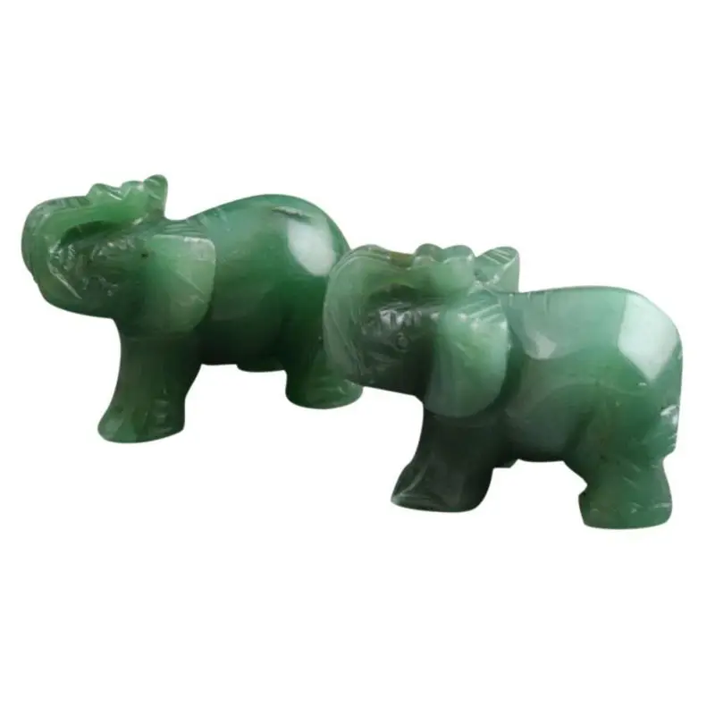 1pc Opal/Aventurine/Obsidian/Crystal/Jade Elephants Shape Stone Creative Home Desk Ornaments Figurines Miniatures Lucky Item