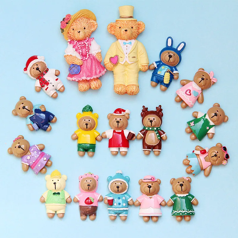 5 шт. полимерные Стразы плоские с оборота кабошон Kawaii с рисунком рождественского медвежонка с плоской задней частью кабошоны из смолы для телефона бантики "сделай сам" Скрапбукинг ремесла