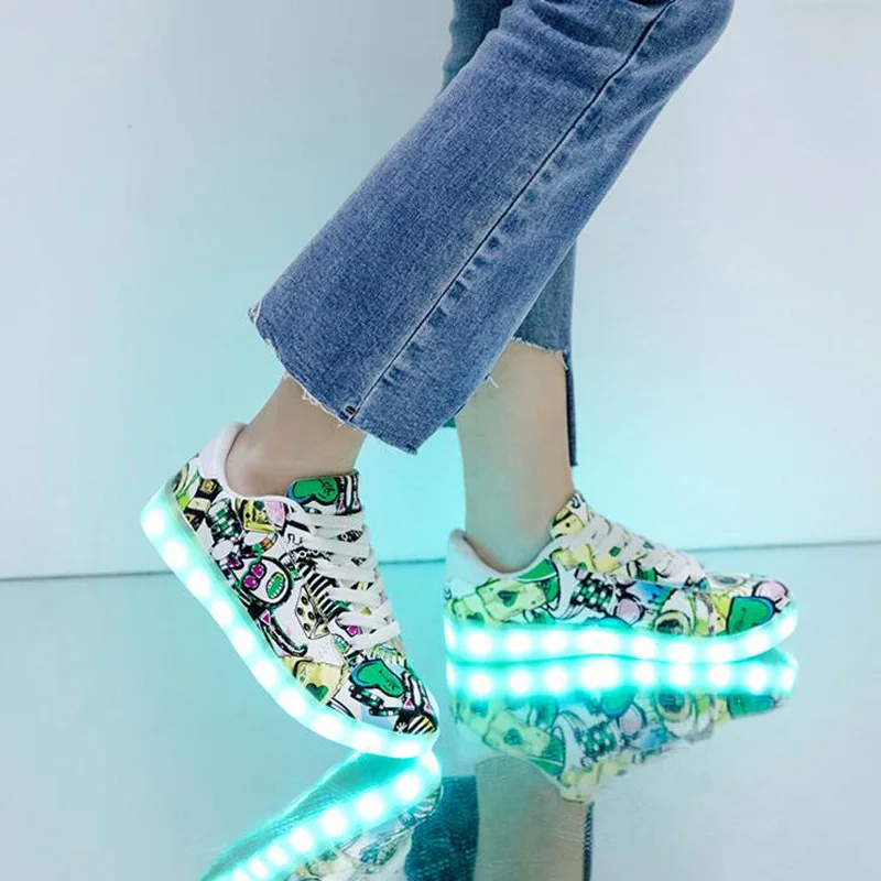 12 видов цветов женская обувь с подсветкой светящаяся повседневная высоким