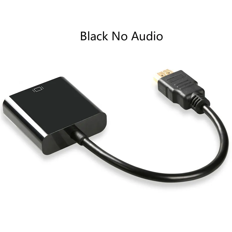 Black no Audio HDMI в VGA кабель конвертер мужской в Famale конвертер адаптер 1080P цифро-аналоговый видео аудио для ПК ноутбук планшет - Цвет: Black no Audio