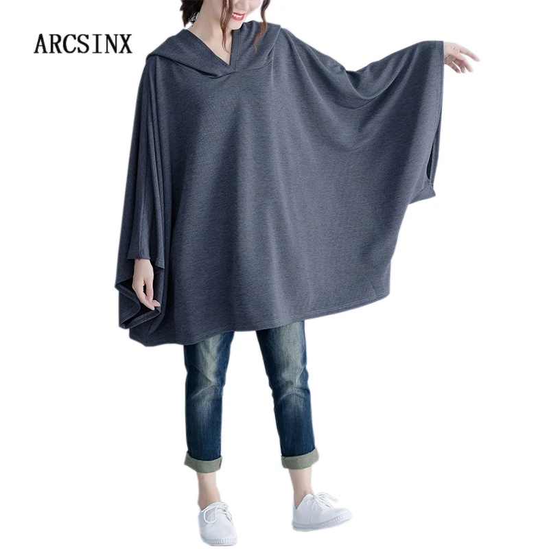 ARCSINX негабаритная Футболка женская 10XL 9XL 8XL 7XL 6XL осень весна с капюшоном рукав