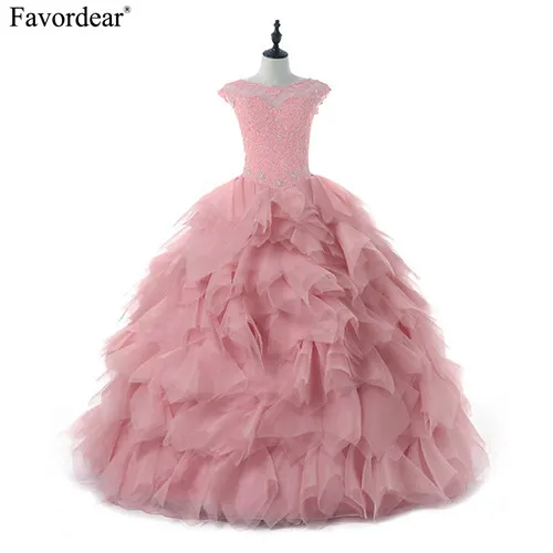 Favordear/бальное платье принцессы с рукавами крылышками праздничное Vestido De 15 Anos lace