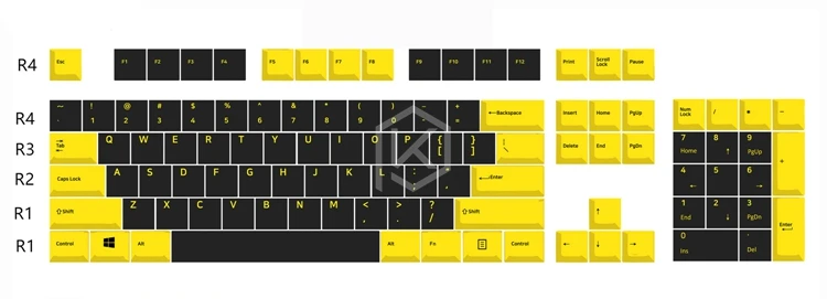 Вишневый профиль dip Dye Keycap набор толстый PBT пластик черный желтый Шмель dip dye скульптурные легенды для gh60 xd60 xd84 zz96 - Цвет: BY 104 keycaps x1