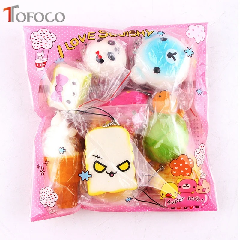 TOFOCO Новый 10/15/20 шт Kawaii Сжимаемый пончик мороженое панда торт сжимаемая еда