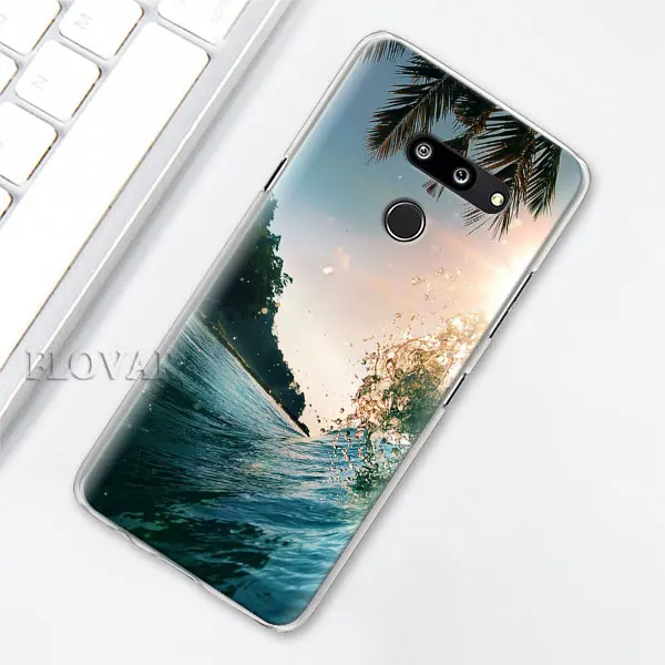 Волнистые художественные японские зеленые чехлы для телефонов LG G7 Plus G8 ThinQ G6 V40 V50 ThinQ Q6 Q7 Q8 Жесткий Чехол для ПК - Цвет: J005