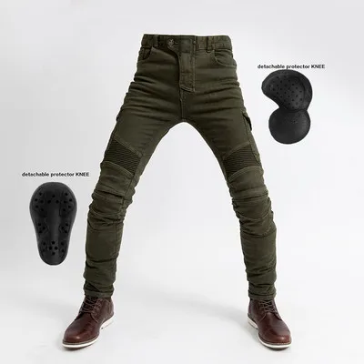 Green better knee Новые мотоциклетные джинсы для езды мужские и женские Защитные Уличные внедорожные гоночные джинсы гоночные мотоциклетные штаны с наколенниками - Цвет: Green better knee