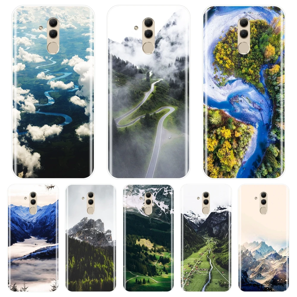 Мягкий силиконовый чехол для телефона Huawei Mate 20 10 9 Lite Mountain Travel Cloud Green задняя крышка