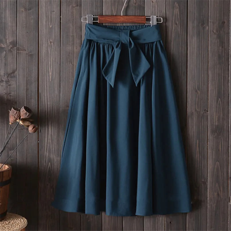 Модные базовые женские дикие весенне-летние миди длинные повязная юбка Falda женские с высокой талией повседневные трапециевидные пляжные пояса студенческие юбки