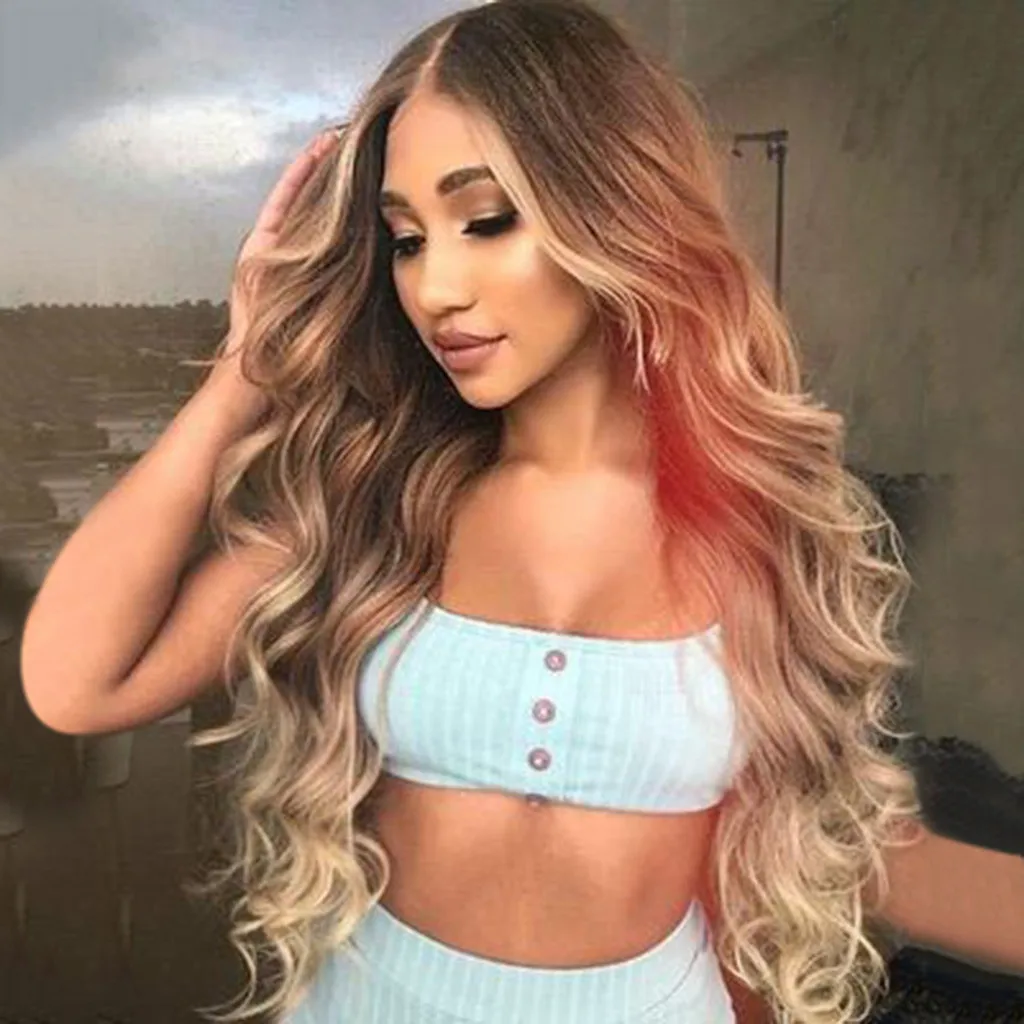 Длинные вьющиеся волнистые синтетический парик Blone натуральный полный