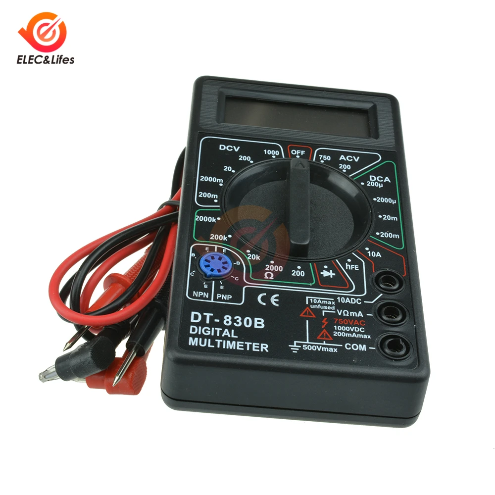 DT830B AC/DC Напряжение ЖК дисплей Цифровой мультиметр 750/1000V Вольтметр Амперметр Ом