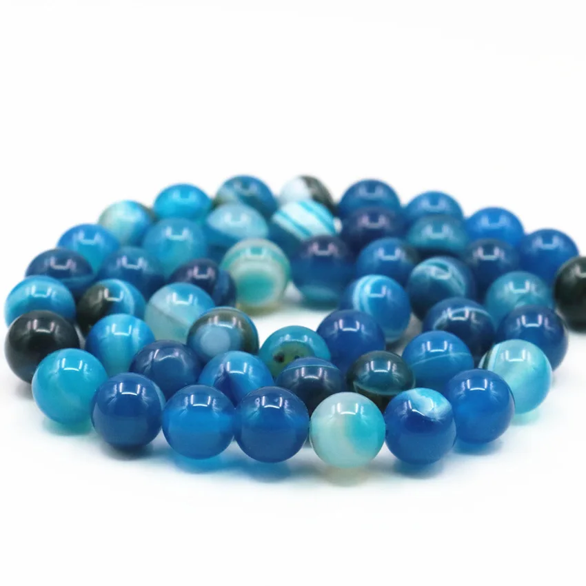6 8 10 12mm Round Natural Veins Onyx Agates Blue Loose Beads Carnelian Pick Size for Jewelry Making DIY Findings 15inch A350 | Украшения и