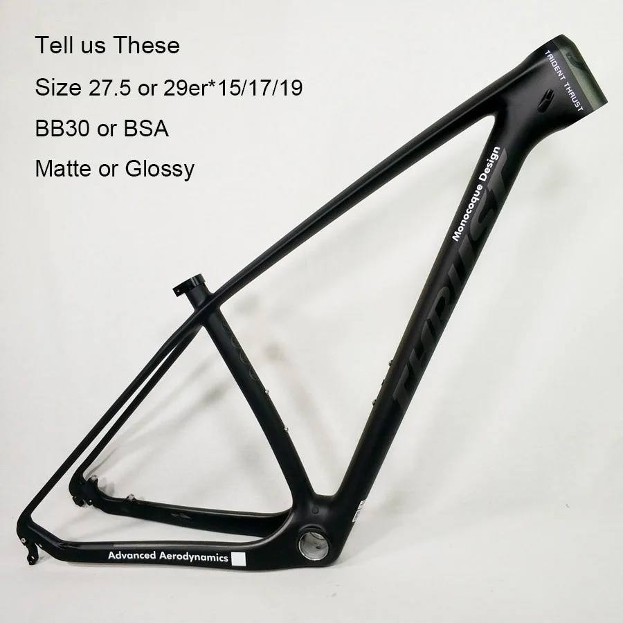 Высокое качество карбоновая рама mtb 15 17 19 рама для горного велосипеда 29er 27,5 er карбоновое волокно T1000 BB30/BSA синий желтый черный красный цвет - Цвет: Black new paint