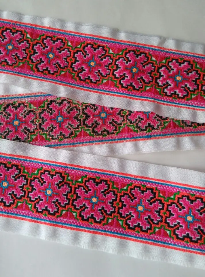 Вышивка miao hmong крючком хлопковая ткань кружевная отделка 8 см платье с воротником