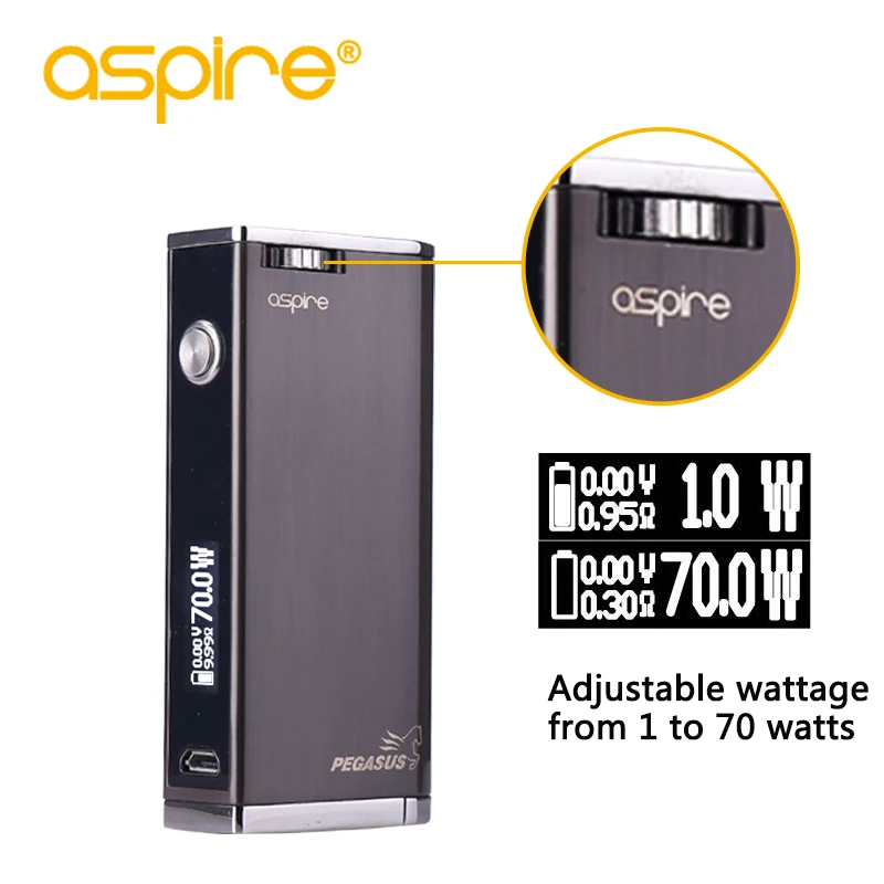 Электронная сигарета Mod Aspire Pegasus 70 Вт TC поле 0 86 дюймов дисплей Вдыхание пара Fit RTA